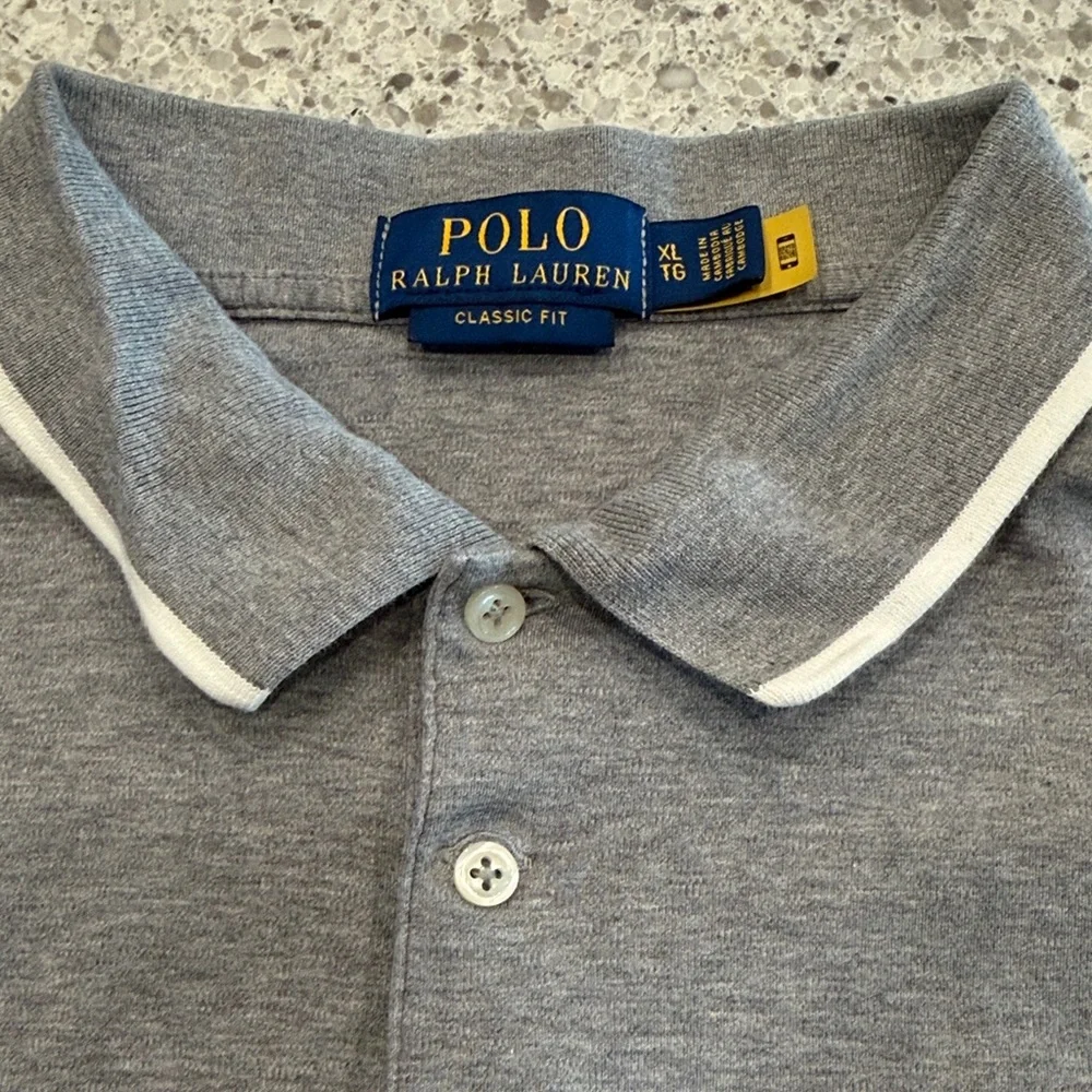 Polo by Ralph Lauren Heather Gray Long Sleeve Polo Shirt Mens XL - Picture 2 of 6